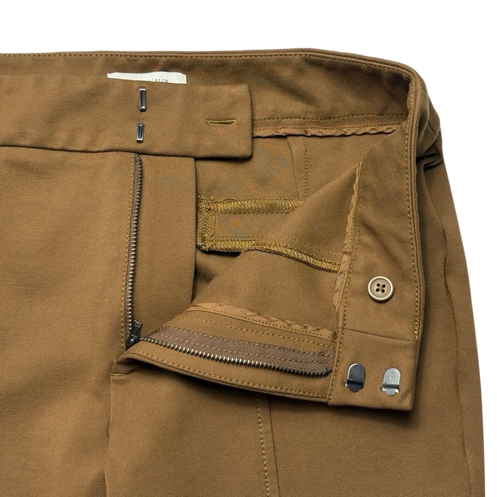 Anthropologie The Essential Slim Ponte Knit Ankle Zip Skinny Pants Size 4 Brown - Picture 8 of 16